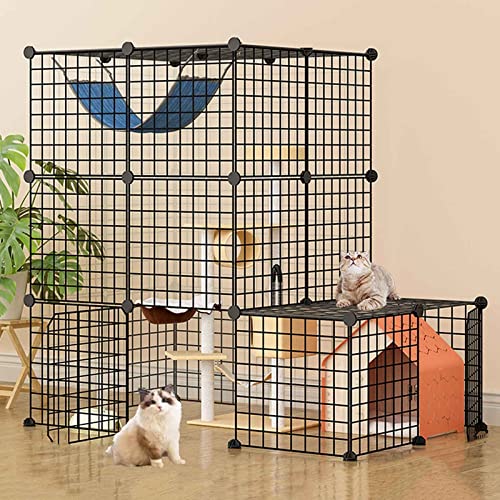 Katzenkäfige für den Innenbereich aus Metall, Haustier-Laufstall für große Katzen, Hundekäfig/Kaninchen-Laufstall/Meerschweinchen-Laufstall, DIY-Montage, super tragfähig (Größe: 111 x 111 x 147-a Katzenkäfige für den Innenbereich aus Metall, Haustier-Laufstall für große Katzen, Hundekäfig/Kaninchen-Laufstall/Meerschweinchen-Laufstall, DIY-Montage, super tragfähig (Größe: 111 x 111 x 147-a von SUuim