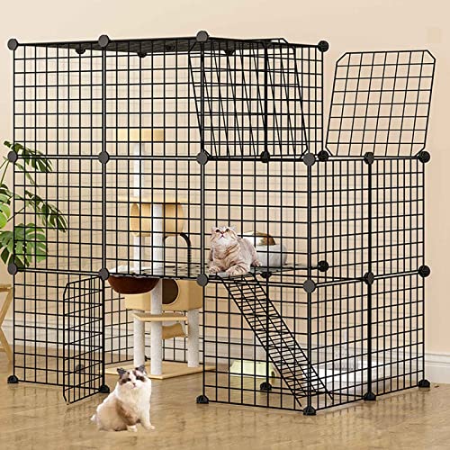 Katzenkäfige für den Innenbereich aus Metall, Haustier-Laufstall für große Katzen, Hundekäfig/Kaninchen-Laufstall/Meerschweinchen-Laufstall, DIY-Montage, super tragfähig (Größe: 111 x 111 x 147-a Katzenkäfige für den Innenbereich aus Metall, Haustier-Laufstall für große Katzen, Hundekäfig/Kaninchen-Laufstall/Meerschweinchen-Laufstall, DIY-Montage, super tragfähig (Größe: 111 x 111 x 147-a von SUuim