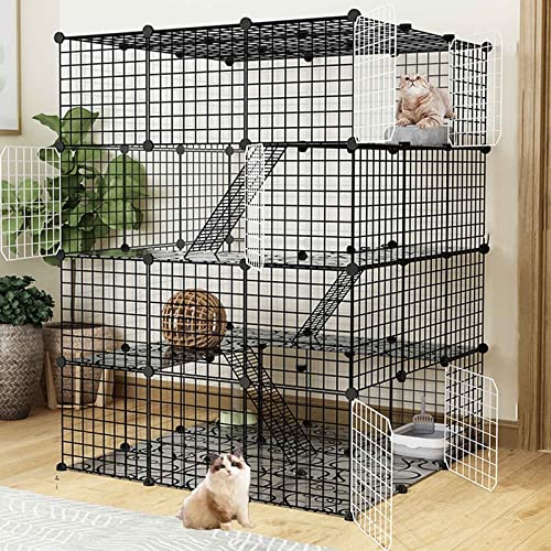 Katzenkäfige für den Innenbereich aus Metall, Haustier-Laufstall für große Katzen, Hundekäfig/Kaninchen-Laufstall/Meerschweinchen-Laufstall, DIY-Montage, super tragfähig (Größe: 111 x 111 x 147-a Katzenkäfige für den Innenbereich aus Metall, Haustier-Laufstall für große Katzen, Hundekäfig/Kaninchen-Laufstall/Meerschweinchen-Laufstall, DIY-Montage, super tragfähig (Größe: 111 x 111 x 147-a von SUuim