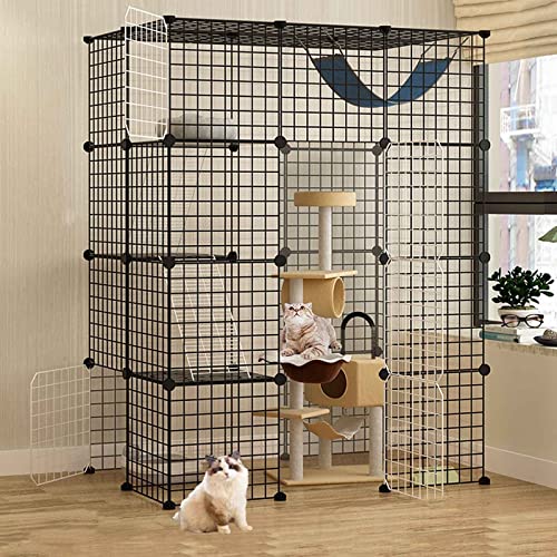 Katzenkäfige für den Innenbereich aus Metall, Haustier-Laufstall für große Katzen, Hundekäfig/Kaninchen-Laufstall/Meerschweinchen-Laufstall, DIY-Montage, super tragfähig (Größe: 111 x 111 x 147-a Katzenkäfige für den Innenbereich aus Metall, Haustier-Laufstall für große Katzen, Hundekäfig/Kaninchen-Laufstall/Meerschweinchen-Laufstall, DIY-Montage, super tragfähig (Größe: 111 x 111 x 147-a von SUuim