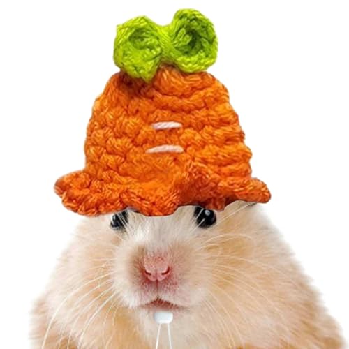 SVCEQZE Hamster-Strickmütze, niedliche Haustier-Kopfbedeckung, Hamsterhut, Kostümzubehör mit verstellbarem Kordelzug, weiche Tierkleidung für Partys von SVCEQZE