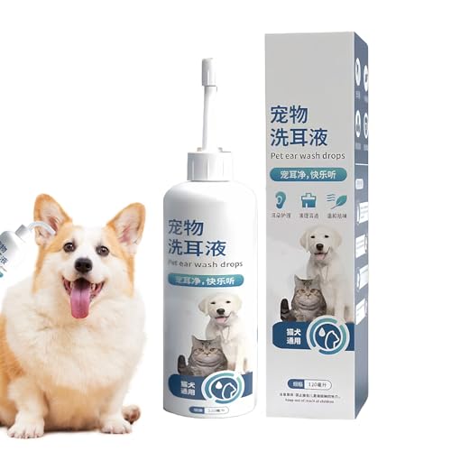 SVCEQZE Haustier Ohrentropfen | 120ml Beruhigende Ohrentropfen Für Katzen Und Hunde | Schnell Aufnehmende Sanfte Flüssigkeit Für Pflege Haustier Zu Hause Draußen, Reinigung Für Welpen Drinnen von SVCEQZE
