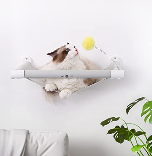 SVD.PET Katzenhängematte mit Katzenspielzeug, Wandmontage, weich gepolstert, bequeme Abdeckung, für Schlafen, Spielen und Entspannen Modernes Design Trägt bis zu 18 kg (Weiß) von SVD.PET