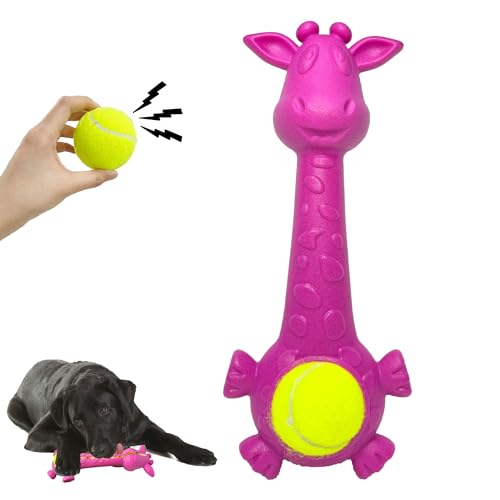 SW PRODUCTS 27.9 cm Interaktives Apportierendes Hundespielzeug für aggressive Kauer, Giraffenförmiges Hundespielzeug mit Quietschball, Leckerli-Dosierung, ideal für Welpen, mittelgroße / große Hunde, von SW PRODUCTS