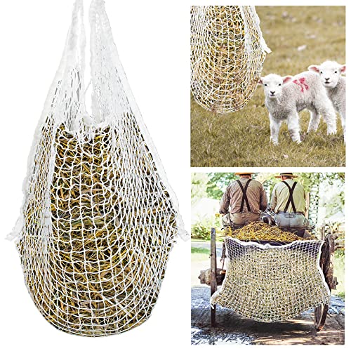 SWANEW Heunetz 120 x 90 cm, weiß, Maschenweite 3 x 3 cm 1er Set Heusack, Heuraufe Futternetz, Extrem reißfest, für Pferden, Schafen, Rindern, Heutasche Füllmenge ca. 9Kg von SWANEW