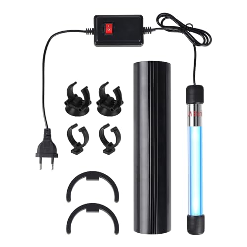 SWAWIS 11W UV Klärer Aquarium, 220V UV Licht Sterilisator für Aquarium mit Saugnapf und Abdeckkappe, Zuhause UV Sterilisator Lampe für Unterwasser-Sterilisation Algenentfernung Desodorierung von SWAWIS