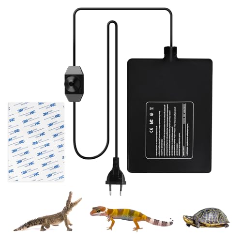 SWAWIS 23W Heizmatte für Reptil, Heizmatte Terrarium mit Drehschalter, Heizkissen Reptilien für Schildkröte Schlangen Eidechse Gecko Spinne Insektenzucht, 0-50℃ Wärmematte Terrarium(20x30cm) von SWAWIS