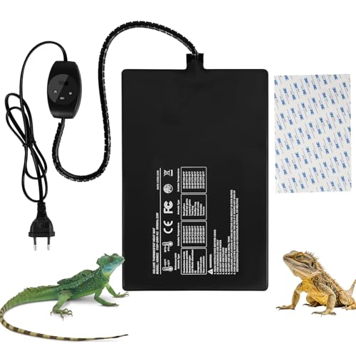 SWAWIS 23W Heizmatte für Terrarium, Heizmatte Reptil mit Thermostat, Heizkissen Reptilien für Schildkröte Schlangen Eidechse Gecko Spinne Insektenzucht, 0-50℃ Wärmematte Terrarium(20x30cm) von SWAWIS