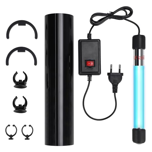 SWAWIS 13W UV Klärer Aquarium, 220V UV Licht Sterilisator für Aquarium mit Saugnapf und Abdeckkappe, Zuhause UV Sterilisator Lampe für Unterwasser-Sterilisation Algenentfernung Desodorierung von SWAWIS