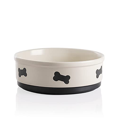 Sweejar Keramik Hundenäpfe mit Knochenmuster, Hundefutternapf für große Hunde, Porzellan Haustiernapf für Wasser 70 Fl Oz (Beige) von SWEEJAR