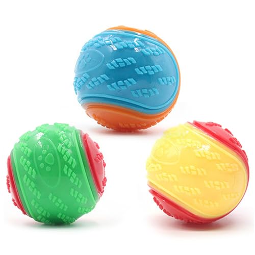 Hund quietschende Spielzeuge 3pcs bissresistente lustige und verspielte, quietschige Hundespielzeug, BPA-freie unzerstörbare interaktive Hundebälle für Hunde und aggressive Tiere Zähne sauber Hund quietschende Spielzeuge 3pcs bissresistente lustige und verspielte, quietschige Hundespielzeug, BPA-freie unzerstörbare interaktive Hundebälle für Hunde und aggressive Tiere Zähne sauber von SWEETBIUTI