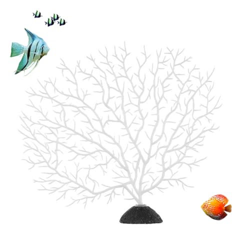 SWEETBIUTI Aquarienpflanze, 17 x 15 cm, künstliche Aquariumpflanze aus Kunststoff, Korallenbaum mit Sockel, Dekobaum mit künstlichem Korallenriff, geringer Pflegeaufwand für Aquarium, Fischtank von SWEETBIUTI