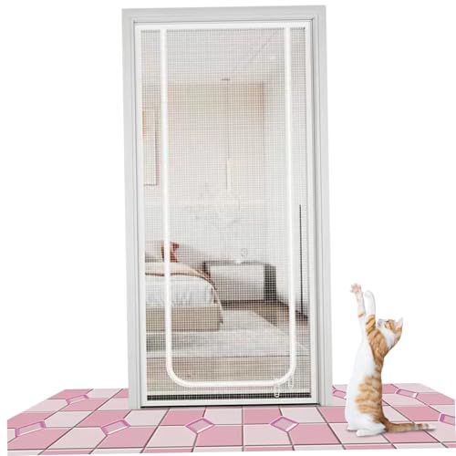 SWEETBIUTI Cat-Bildschirmtür, 35 x 83 Zoll feines Mesh-Hundebildtür mit U-förmiger Reißverschlussöffnung, kratzfestes belüftetes Befestigungsband Haustierbildschirm für Zuhause von SWEETBIUTI