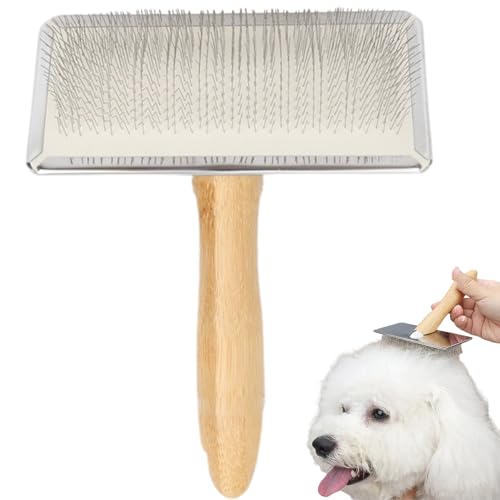 SWEETBIUTI Desheeding Hundepinsel, 5x7 Handheld Haarpfeiler Holzstiftkamm mit 135 ° Pinselkopf und Luftkissen, langlebig ohne Schaden Haustierkamm mit Hangloch von SWEETBIUTI