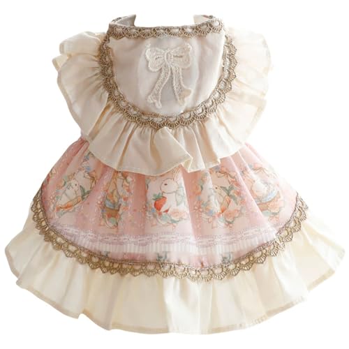 SWEETBIUTI Hundekleider süße Baumwolle Lolita Spitze Bow Hund Prinzessin Kleid Süßes Mantel Outfits Frühlingssommer Kostüme für kleine Hunde Katze von SWEETBIUTI