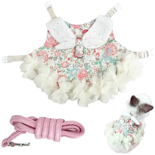 SWEETBIUTI Kaninchengurt und Leinen -Set, Blumenhasenkleidung mit 4 Fuß Leinen kleine Tierkleidung für Kätzchen Frettchen Chihuahua Welpe und mehr von SWEETBIUTI