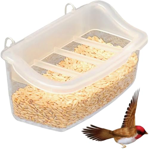 Vogelhäuschen für Käfig, 4x2x1.5 Plastik Vogelkäfig -Feeder, klarer sichtbarer Lebensmittelbehälter mit Schnalle für Papageien Lovebirds Canary Finch Rabbit von SWEETBIUTI