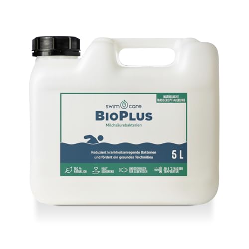 swimcare® BioPlus - 5 Liter - Milchsäurebakterien für den Schwimmteich - 100% biologisch - Reduziert krankheitserregende Bakterien und Algenwuchs - Optimiert das Wasser ganz natürlich von SWIMCARE