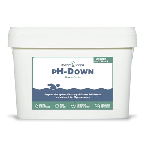 swimcare® ph-Down 5kg | Zur schnellen Senkung des pH-Wertes und Reduzierung von Ammoniak im Schwimmteich, Naturpool und Pools von SWIMCARE