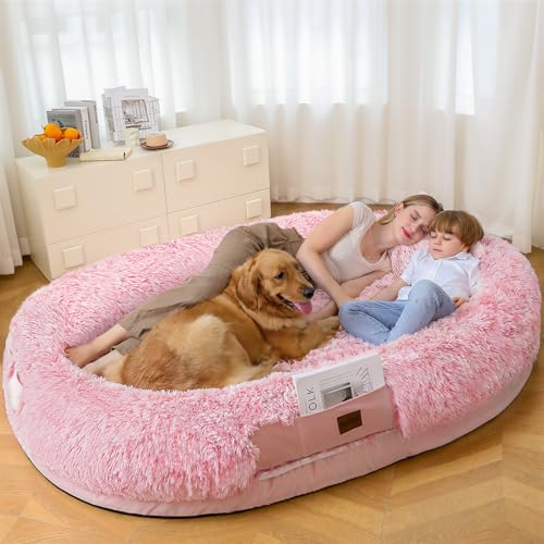 SWITTE Hundebett für Erwachsene, 180,3 x 119,4 x 33 cm, waschbar, großes Hundebett in menschlicher Größe, mit Decke für Menschen zum Einschlafen, abnehmbare riesige Betten mit Kissen, Rosa SWITTE Hundebett für Erwachsene, 180,3 x 119,4 x 33 cm, waschbar, großes Hundebett in menschlicher Größe, mit Decke für Menschen zum Einschlafen, abnehmbare riesige Betten mit Kissen, Rosa von SWITTE