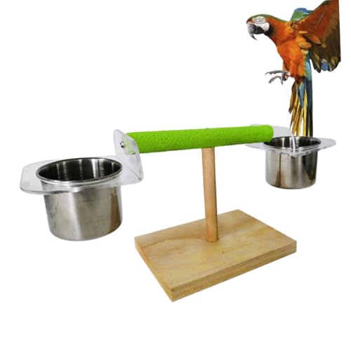 SWOOMEY Vogelspielzeug Papageien Kletterstand mit Futterbecherhalter Sicherer Kauspielplatz für Wellensittiche Nymphensittiche Einfach zu Montierender Aktivitätsständer Bewegung und von SWOOMEY