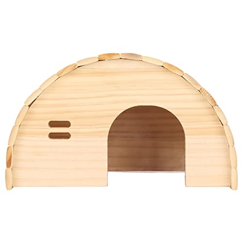 SWOQ Kleintier-Blockhaus Gemütliches Hamsterhaus aus Holz mit multifunktionalem Bogendesign für Golden Bear von SWOQ