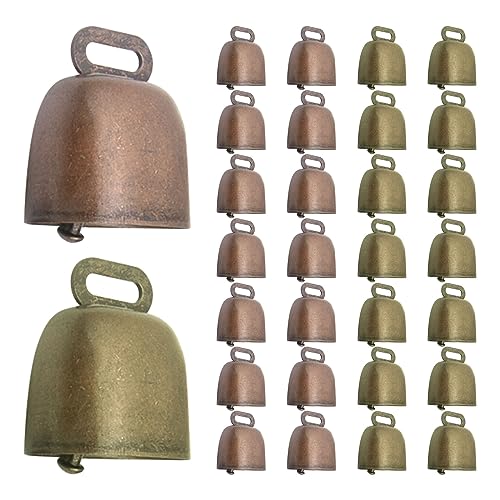 30 Stück Kuh Pferd Schaf Weide Kupfer Glocken, Antiker Stil Metall Kuh Glocken Bronze Glocke Klar & Laut Rinder Bauernhof Tier Messing Glocken für Bauernhof Tier Weiden, Bauernhof Anti-Diebstahl von SWTHM