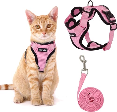 Fellnasenstube - SafeCat™ Katzengeschirr atmungsaktiv mit Leine (Pink,XS) von SWZEC