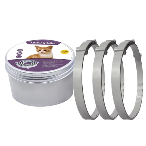 Pheromone Beruhigungs-Halsband Tier-Herzen 3er-Pack (Grau,Katze (38cm)) von SWZEC