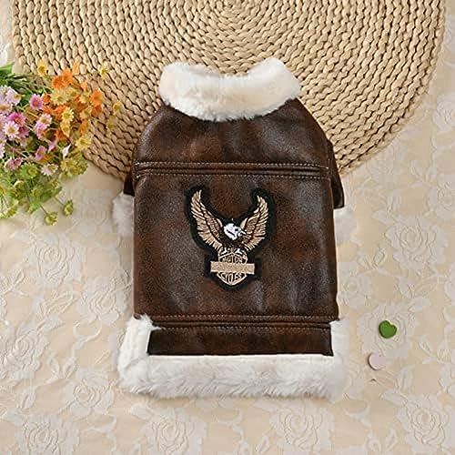 Hundemantel für den Winter, winterliche Verdickung Leder Tierbekleidung mit Plüschsamt, warme Flying Eagle Jacke für kleine Hundewesten und Katzen, Größe B, L Hundemantel für den Winter, winterliche Verdickung Leder Tierbekleidung mit Plüschsamt, warme Flying Eagle Jacke für kleine Hundewesten und Katzen, Größe B, L von SXAHLZ