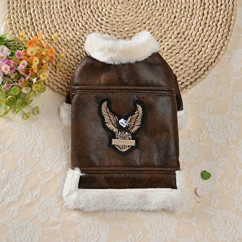 Hundemantel für den Winter, winterliche Verdickung Leder Tierbekleidung mit Plüschsamt, warme Flying Eagle Jacke für kleine Hundewesten und Katzen, Größe B, M Hundemantel für den Winter, winterliche Verdickung Leder Tierbekleidung mit Plüschsamt, warme Flying Eagle Jacke für kleine Hundewesten und Katzen, Größe B, M von SXAHLZ