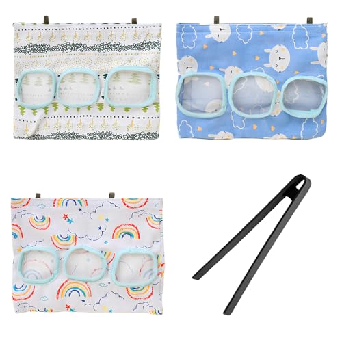 SXCCNW Futterspender für Kaninchen, Heu, Meerschweinchen, Heu-Futterspender mit Silikonclips, Futterbeutel für Kaninchen, hängende Futterbeutel mit Aufbewahrungstasche, Leinen-Beutel zum Aufhängen von von SXCCNW