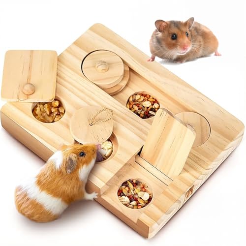 SXTDKMJ Hamster Zubehör, Hamster Spielzeug 6 in 1 Futtersuchspielzeug aus Holz für Meerschweinchen, Kaninchen Chinchillas Rennmäuse Zwerghamster von SXTDKMJ