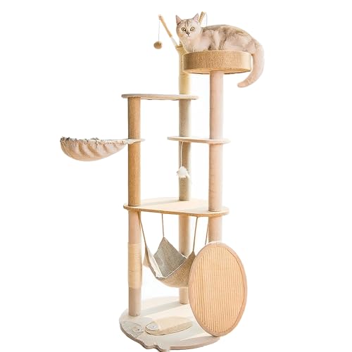 5-Stöckiger Großer Katzenkratzbaum, All-In-One-Aktivitätszentrum mit Kratzbaum, Gemütlicher Schlafstange, Hängematte von SXYCKRUI