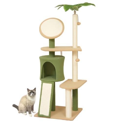 Aktivitätskratzbäume mit Grünen Blättern, Mehrstöckiges Katzenkratzbaum mit Kratzbaum, Hängematte, Baumelndem Ball und Halbgeschlossenem Wohnbereich Aktivitätskratzbäume mit Grünen Blättern, Mehrstöckiges Katzenkratzbaum mit Kratzbaum, Hängematte, Baumelndem Ball und Halbgeschlossenem Wohnbereich von SXYCKRUI