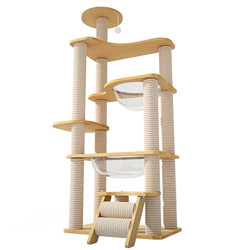 All-in-One-Aktivitätskratzbäume mit Katzen-Spielhaus, Mehrstöckigem Kratzbaum mit 2 Raumkapseln, Kratzbäumen und Bällen All-in-One-Aktivitätskratzbäume mit Katzen-Spielhaus, Mehrstöckigem Kratzbaum mit 2 Raumkapseln, Kratzbäumen und Bällen von SXYCKRUI