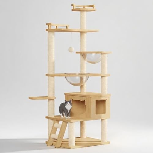 Kratzbaum Groß, Mehrstufiger, Langlebiger Katzenkratzbaum und Gemütliche, Lustige Sprungplattform, Platzsparendes Haustier-Spielhaus für Drinnen von SXYCKRUI