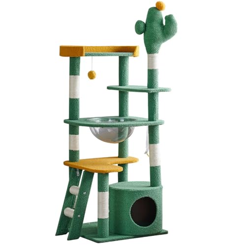 Mehrstöckiger Moderner Katzenkratzbaum, Plüsch-Katzenbaum mit Gepolsterter Sitzstange und Kratzbäumen, Platzsparend für Wohnungen, Einfach Aufzubauen von SXYCKRUI