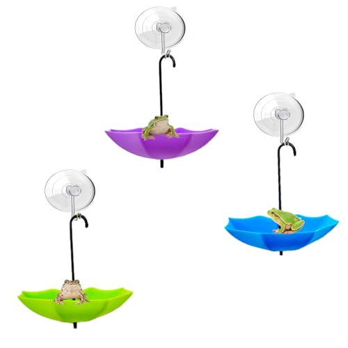 Amphibien-Wasserfrösche Lebensräume, Baumfrosch-Terrarium-Zubehör, Kunststoff-Regenschirm-Dekorationen mit Saugnäpfen für Terrarium, Baumfrosch, Kröte, Kaulquappe, 3 Stück Amphibien-Wasserfrösche Lebensräume, Baumfrosch-Terrarium-Zubehör, Kunststoff-Regenschirm-Dekorationen mit Saugnäpfen für Terrarium, Baumfrosch, Kröte, Kaulquappe, 3 Stück von SXYYDSG
