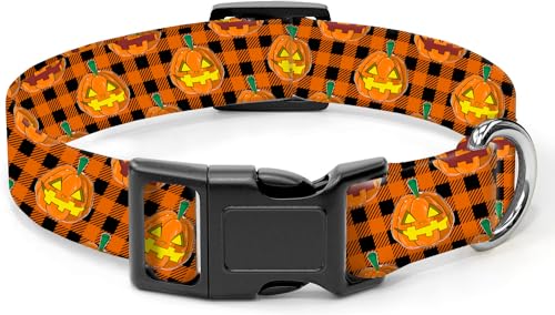 SXboxing Hundehalsband, niedliches Hundehalsband für kleine, mittelgroße und große Hunde, personalisierbar, weich, mit Schnellverschluss-Schnalle, für Spaziergänge, Laufen, Halloween, Kürbis von SXboxing