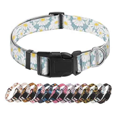 SXboxing Hundehalsband, niedliches Hundehalsband für kleine, mittelgroße und große Hunde, personalisierbar, weich, mit Schnellverschluss-Schnalle zum Spazierengehen, Laufen, Blau-Weiß, Gänseblümchen SXboxing Hundehalsband, niedliches Hundehalsband für kleine, mittelgroße und große Hunde, personalisierbar, weich, mit Schnellverschluss-Schnalle zum Spazierengehen, Laufen, Blau-Weiß, Gänseblümchen von SXboxing