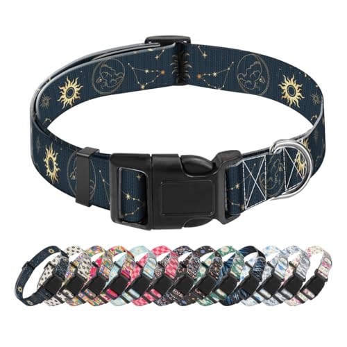 SXboxing Hundehalsband, niedliches Hundehalsband für kleine, mittelgroße und große Hunde, personalisierbar, weich, mit Schnellverschluss-Schnalle zum Spazierengehen, Laufen, Boho, Sonne, Mond, M SXboxing Hundehalsband, niedliches Hundehalsband für kleine, mittelgroße und große Hunde, personalisierbar, weich, mit Schnellverschluss-Schnalle zum Spazierengehen, Laufen, Boho, Sonne, Mond, M von SXboxing