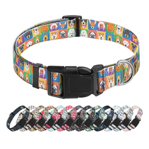SXboxing Hundehalsband, niedliches Hundehalsband für kleine, mittelgroße und große Hunde, personalisierbar, weich, mit Schnellverschluss-Schnalle zum Spazierengehen, Laufen, bunte Hunde, niedlich SXboxing Hundehalsband, niedliches Hundehalsband für kleine, mittelgroße und große Hunde, personalisierbar, weich, mit Schnellverschluss-Schnalle zum Spazierengehen, Laufen, bunte Hunde, niedlich von SXboxing