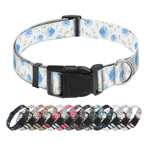 SXboxing Hundehalsband, niedliches Hundehalsband für kleine, mittelgroße und große Hunde, personalisierbar, weich, mit Schnellverschluss-Schnalle zum Spazierengehen, Laufen, kleine blaue Blumen, Größe SXboxing Hundehalsband, niedliches Hundehalsband für kleine, mittelgroße und große Hunde, personalisierbar, weich, mit Schnellverschluss-Schnalle zum Spazierengehen, Laufen, kleine blaue Blumen, Größe von SXboxing
