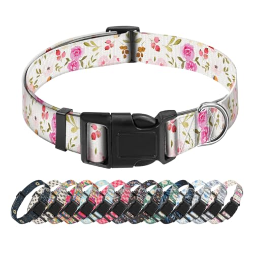 SXboxing Hundehalsband, niedliches Hundehalsband für kleine, mittelgroße und große Hunde, personalisierbar, weich, mit Schnellverschluss-Schnalle zum Spazierengehen, Laufen, luxuriöse rosa Blumen SXboxing Hundehalsband, niedliches Hundehalsband für kleine, mittelgroße und große Hunde, personalisierbar, weich, mit Schnellverschluss-Schnalle zum Spazierengehen, Laufen, luxuriöse rosa Blumen von SXboxing