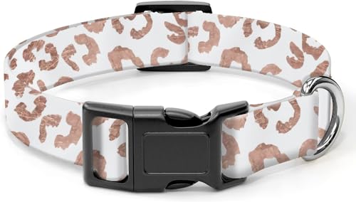SXboxing Hundehalsband, niedliches Hundehalsband für kleine, mittelgroße und große Hunde, personalisierbar, weich, mit Schnellverschluss-Schnalle zum Spazierengehen, Laufen, niedlicher rosa Leopard von SXboxing