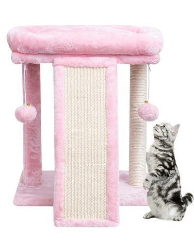SYANDLVY Kleiner Kratzbaum mit Kratzbrett, Katzenkratzbaum für Erwachsene, Katzenkratzbaum für Indoor-Katzen, 2 baumelnde Bälle, ideal für Kätzchen SYANDLVY Kleiner Kratzbaum mit Kratzbrett, Katzenkratzbaum für Erwachsene, Katzenkratzbaum für Indoor-Katzen, 2 baumelnde Bälle, ideal für Kätzchen von SYANDLVY