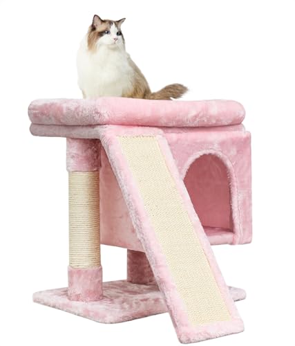 SYANDLVY Kleiner rosa Katzenbaum mit Sitzstange für Indoor-Katzen, Katzenturm mit Kratzbaum, modernes Aktivitätshaus für große Katzen, Condo mit Brett, Kätzchenhöhle SYANDLVY Kleiner rosa Katzenbaum mit Sitzstange für Indoor-Katzen, Katzenturm mit Kratzbaum, modernes Aktivitätshaus für große Katzen, Condo mit Brett, Kätzchenhöhle von SYANDLVY