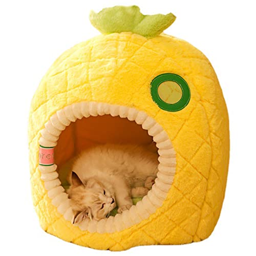 Indoor Katze Katze Bett, Ananas Form Haustier Katze Hausmöbel, Kätzchen Zelt Loch, niedliche Welpen Bett, abnehmbar und waschbar gepolstert von SYCARPET