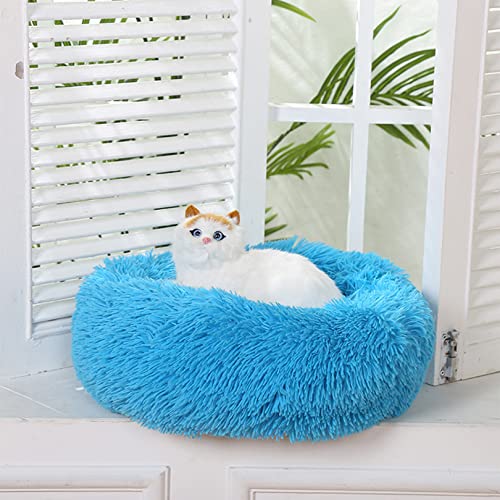 SYCARPET Indoor Katzenbett, waschbar flauschig rundes Haustierbett rutschfest, beruhigend weich Plüsch Donut Kuschelkissen für kleine Hunde und Kätzchen Selbsterwärmung von SYCARPET